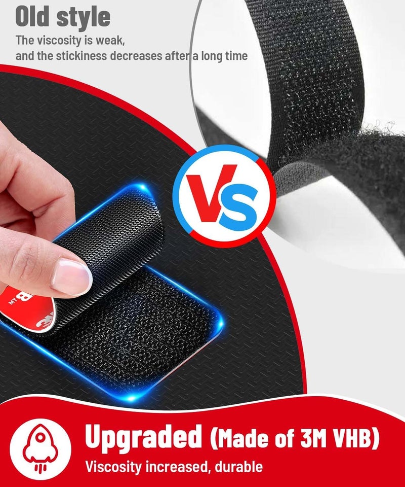 PHIXBEAR Hook and Loop Strips with Super Adhesive Heavy Duty, Made of 3M, Heat Resistant Waterproof, Outdoor or Indoor Use, 16 Sets Black 1.57x1.97 Inch - Image 5